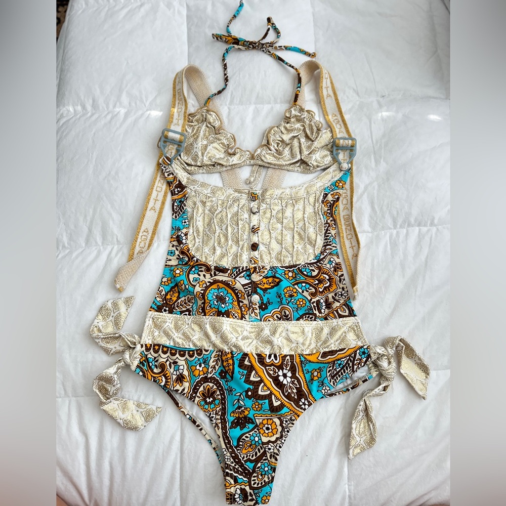 Agua Bendita Two Piece Boho Bikini Bathingsuit Size Small 4/6